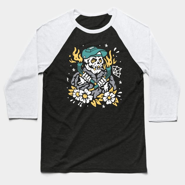 Welder Skeleton Baseball T-Shirt by CuteCoCustom